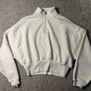 Oner Active “Everyday Half-Zip Cropped Hoodie” – Cream / Off-White – Size Large